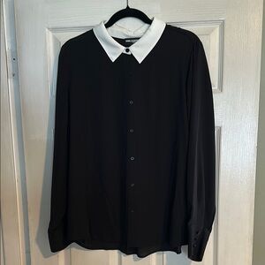 Karl Lagerfeld Black Shirt with White Collar